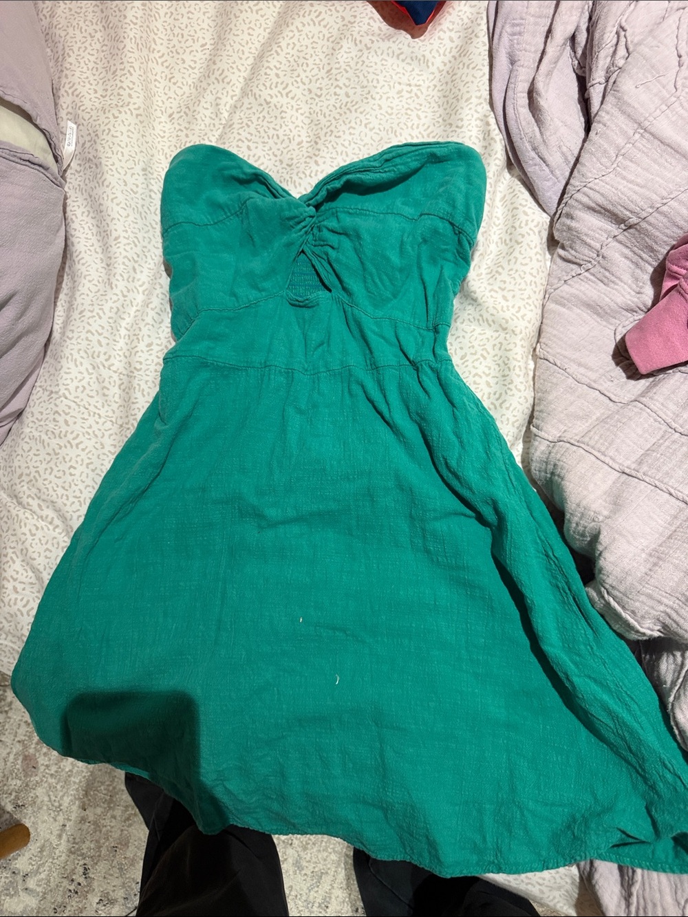 Strapless Teal Summer Dress with Sweetheart Bodice